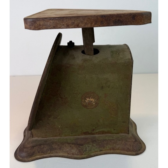 Vintage American Family Scale 25LB Green Farmhouse Decor Rusty Shabby Chic Metal - Picture 7 of 12